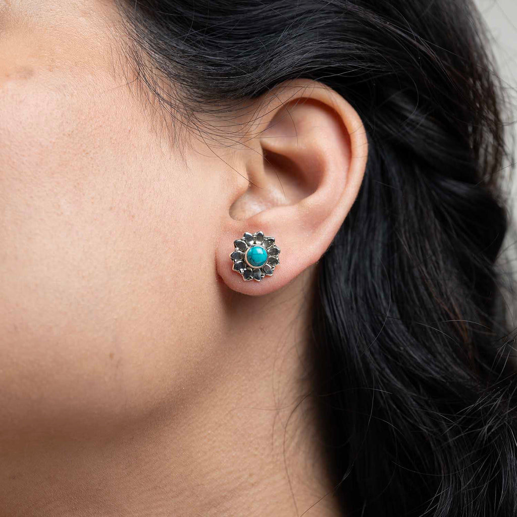 Floral Silver Studs
