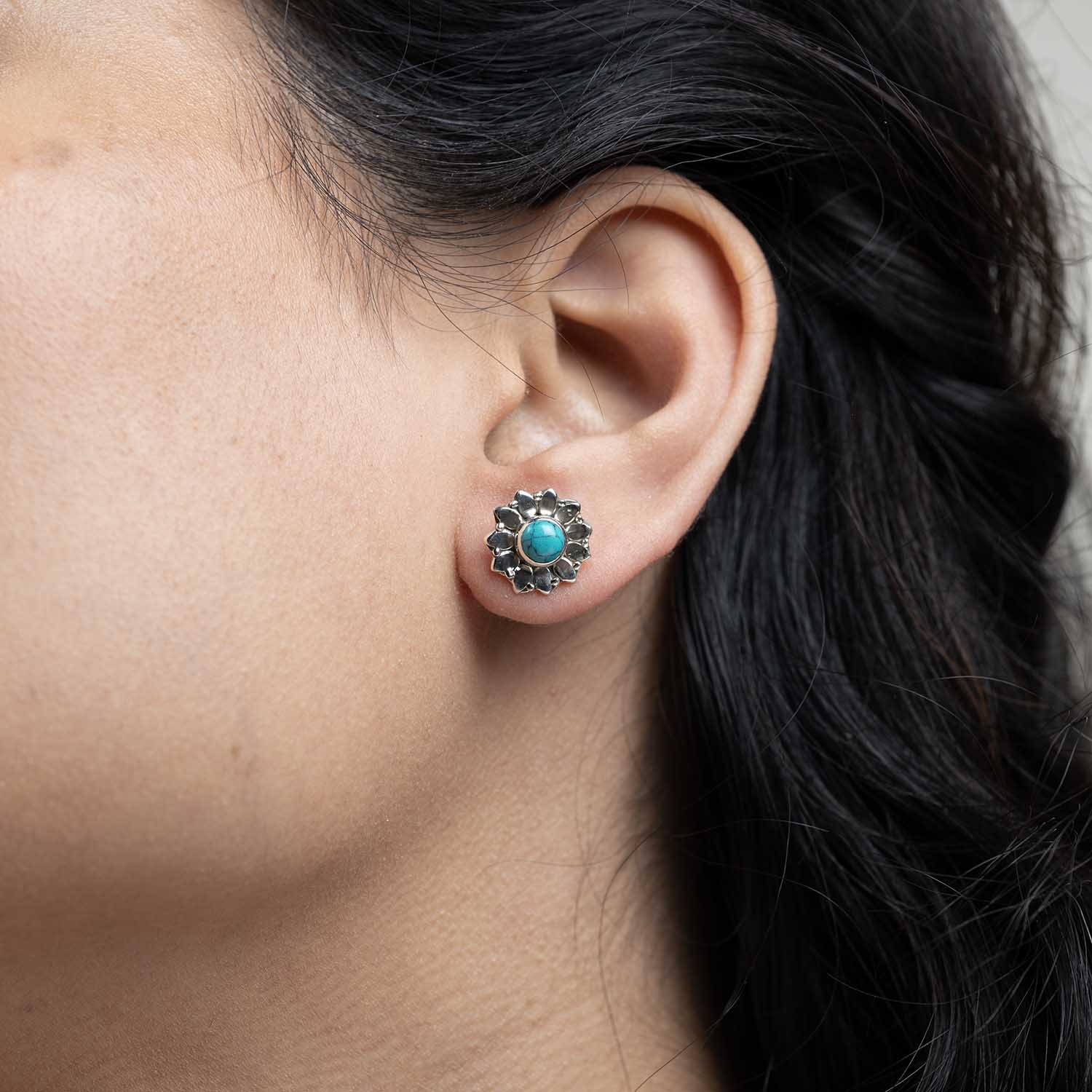 Floral Silver Studs