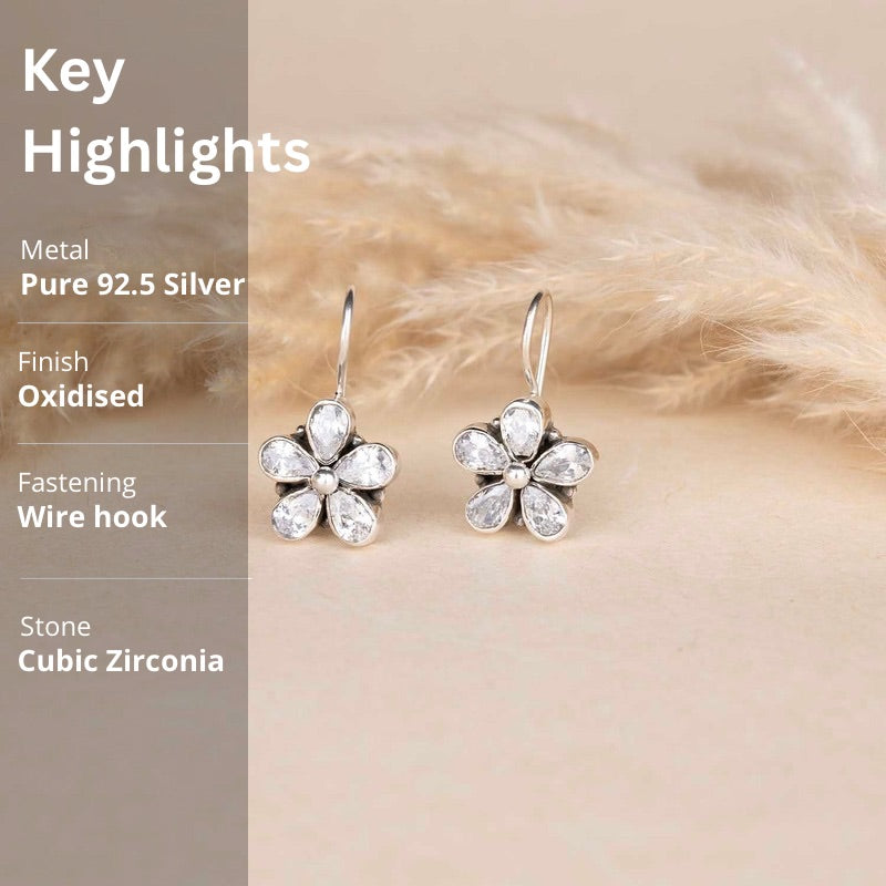 Floral Silver Earrings
