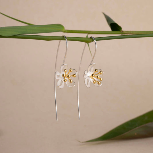 Silver Floral Earrings