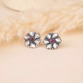 Silver Oxidised Floral Earrings