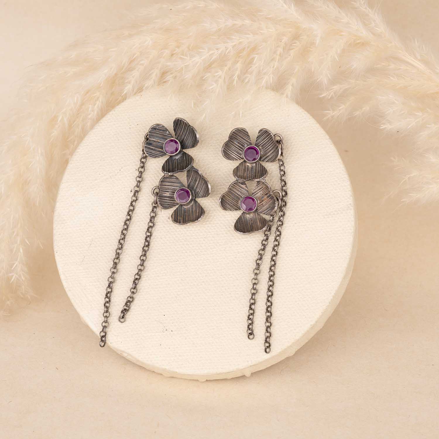 Oxidised Floral Earrings