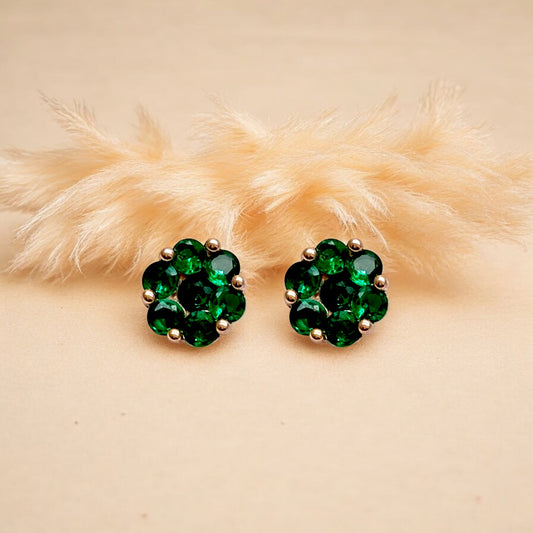 Green Flower Studs