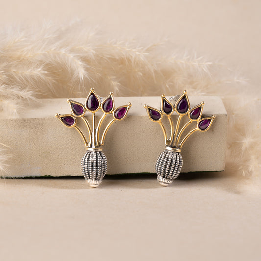 Stunning silver  earrings with intricate detailing, embodying traditional elegance and grace. 