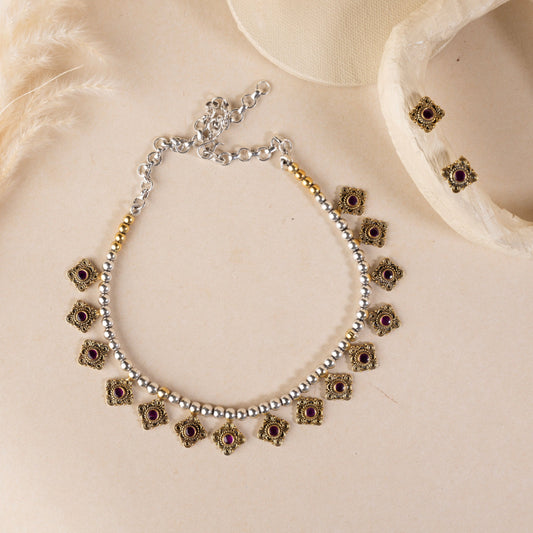 Elegant silver choker with intricate floral design, perfect for traditional and modern outfits