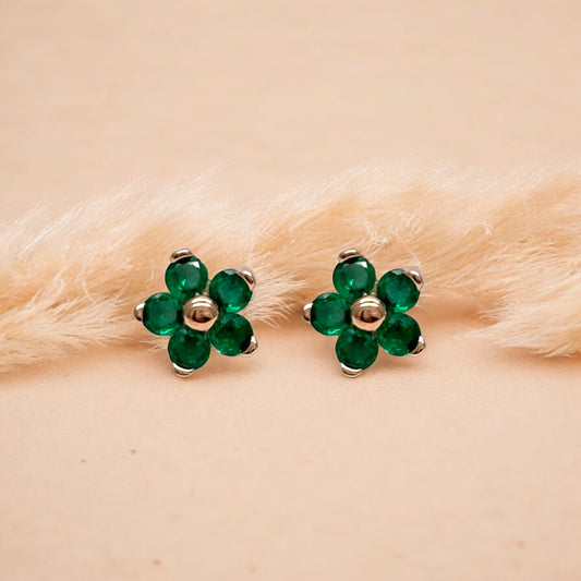 Green Flower Studs
