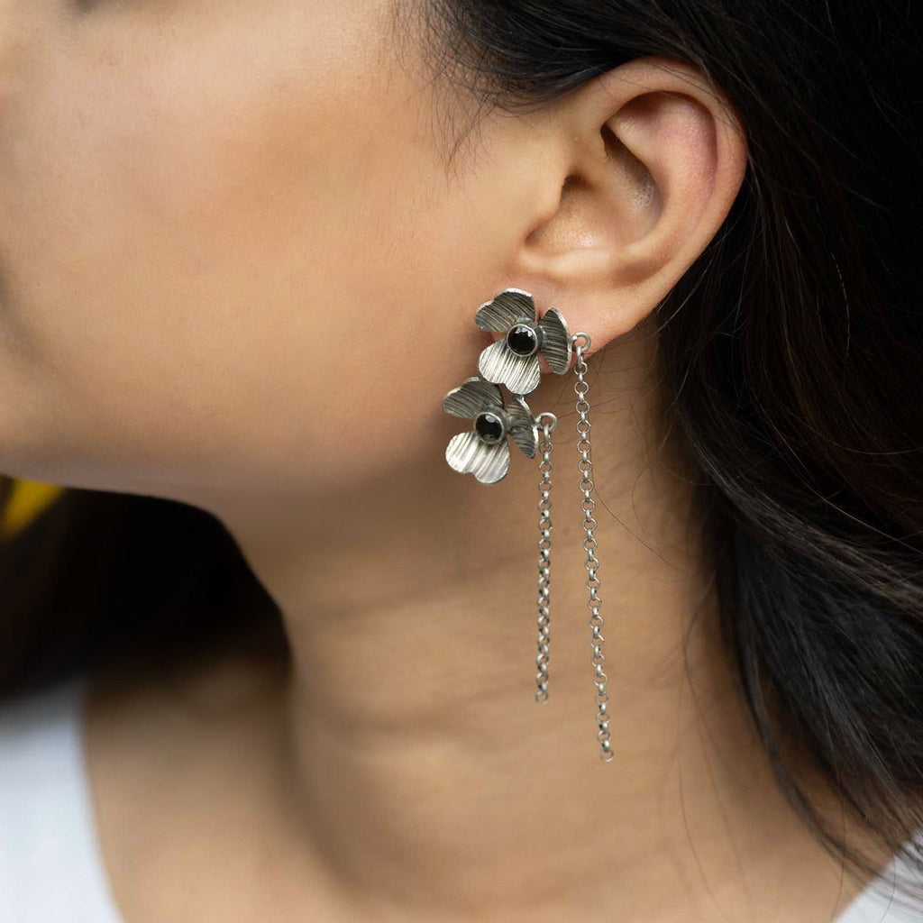 Oxidised Floral Earrings