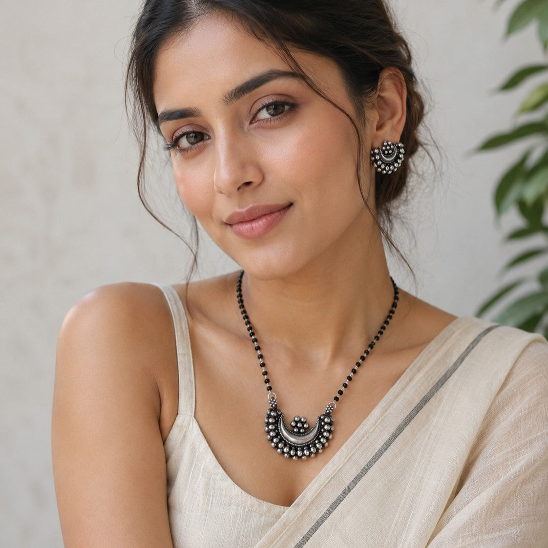 Oxidised Mangalsutra with Earrings