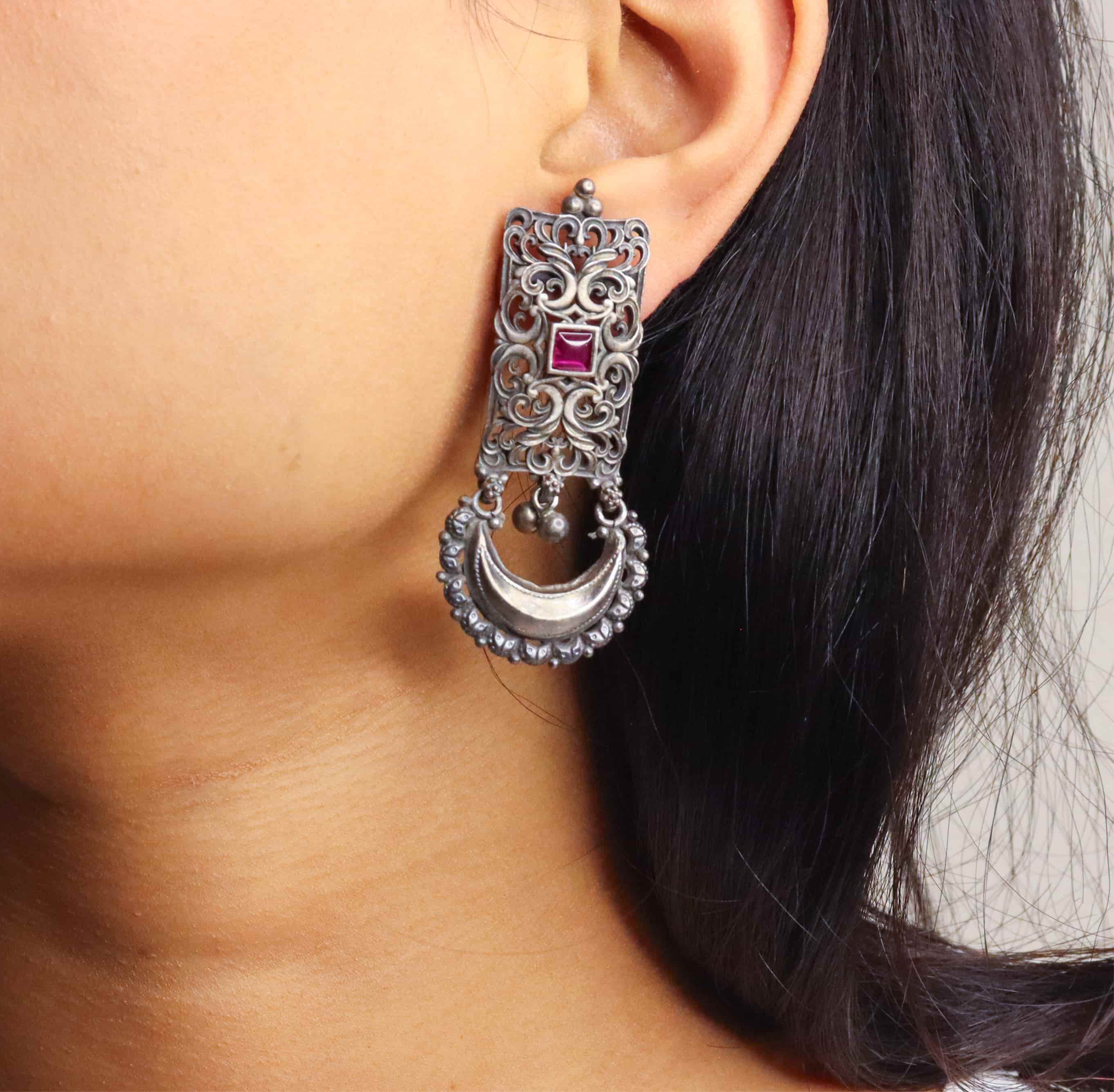 Silver Chandbali