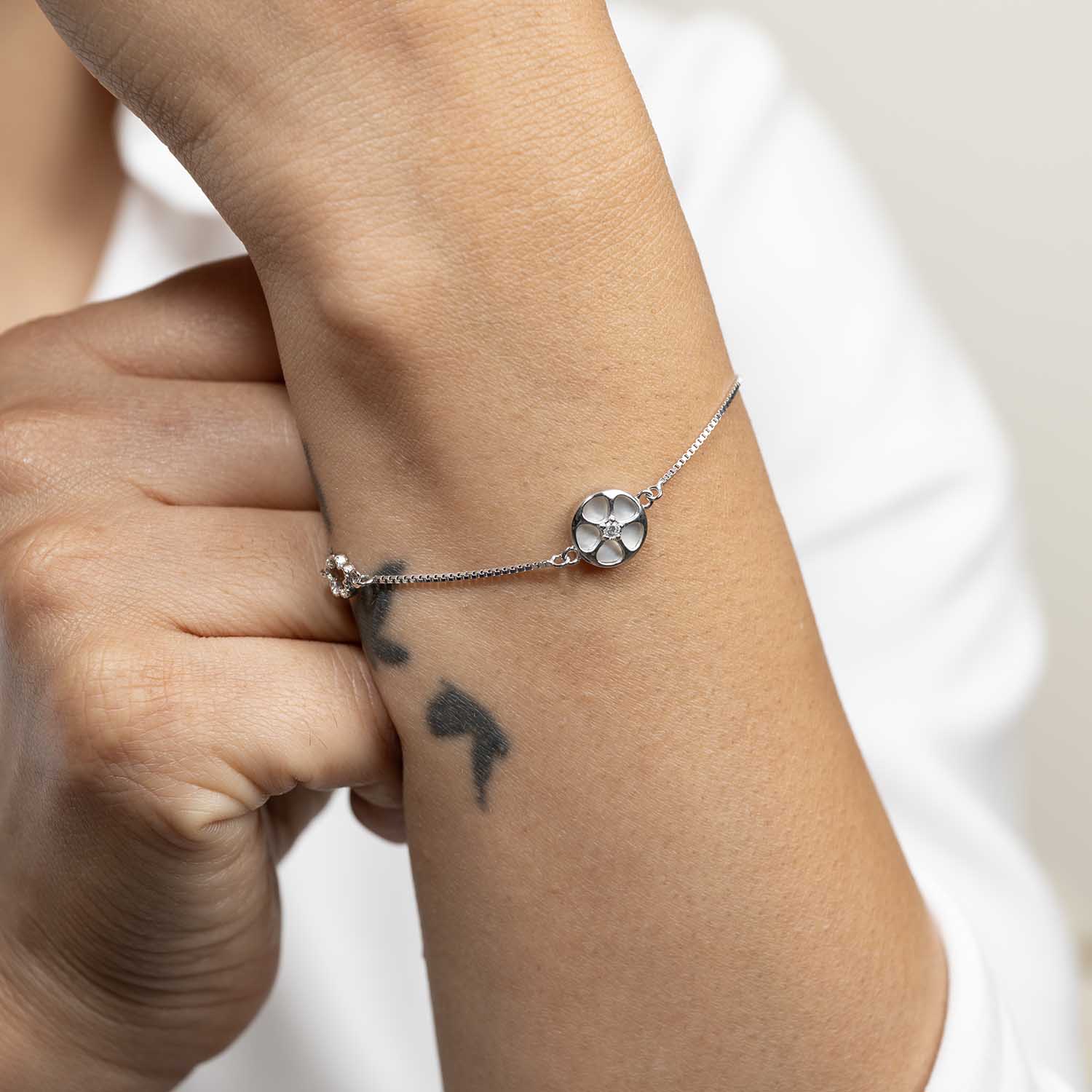 Silver Floral Bracelet