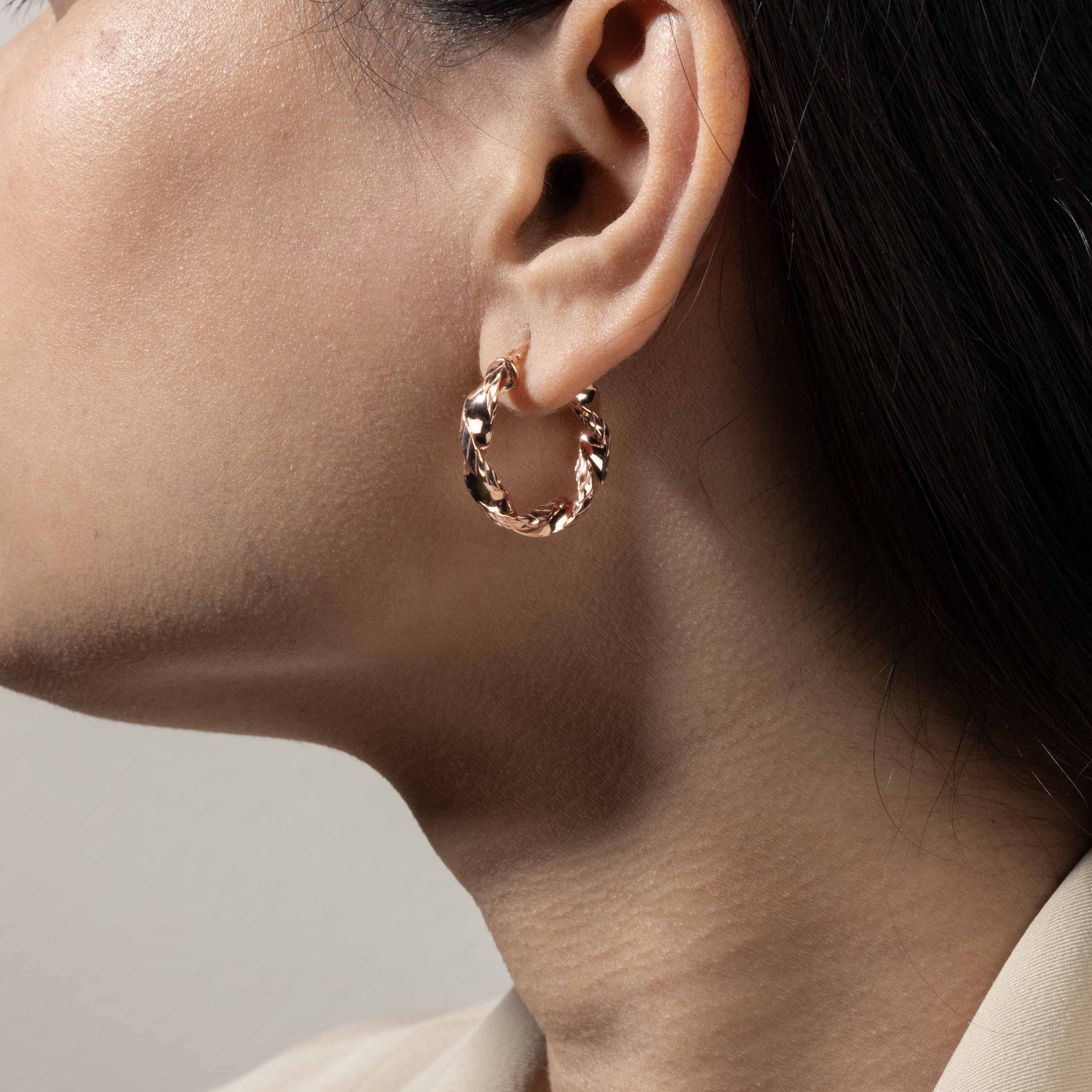 Twisted Rose Gold Hoops