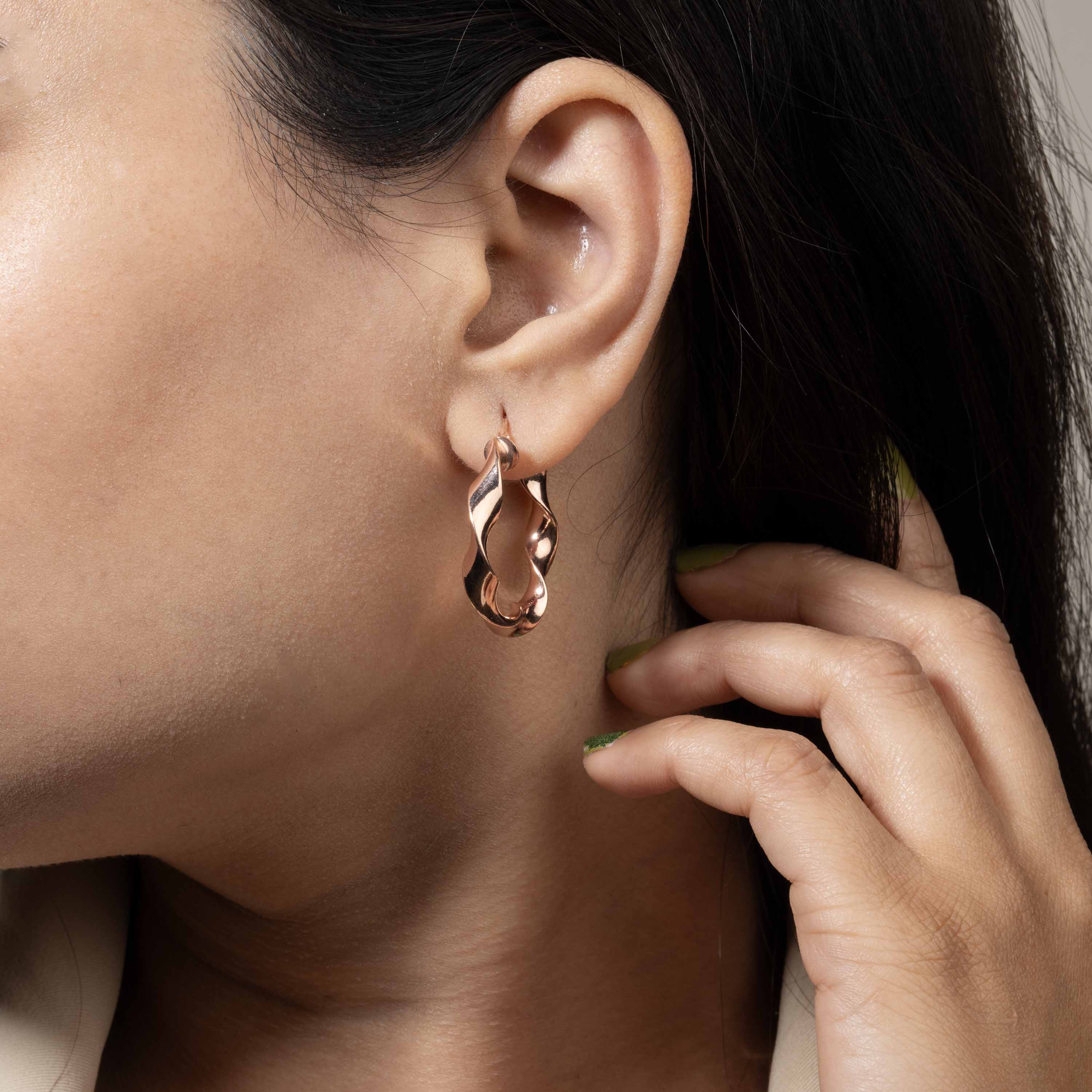 Twisted Rose Gold Hoops