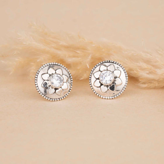 Silver Floral Earrings