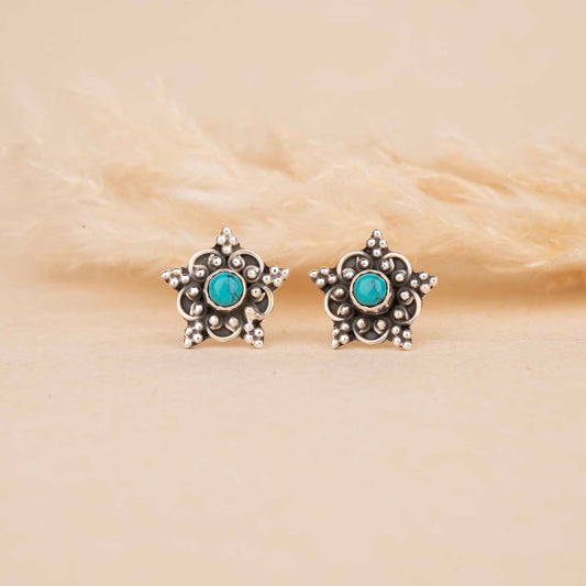 Silver  Floral Earrings