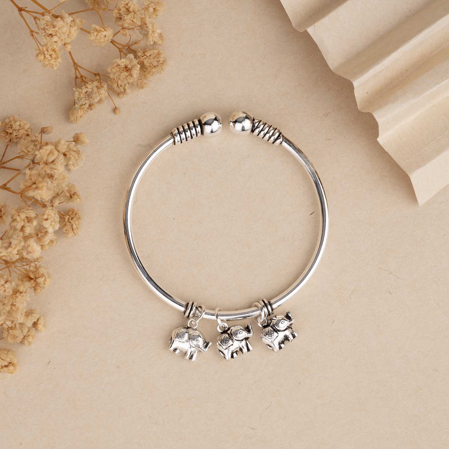 Silver Dangling Elephant Cuff