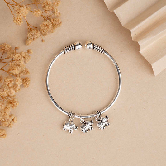 Silver Dangling Elephant Cuff