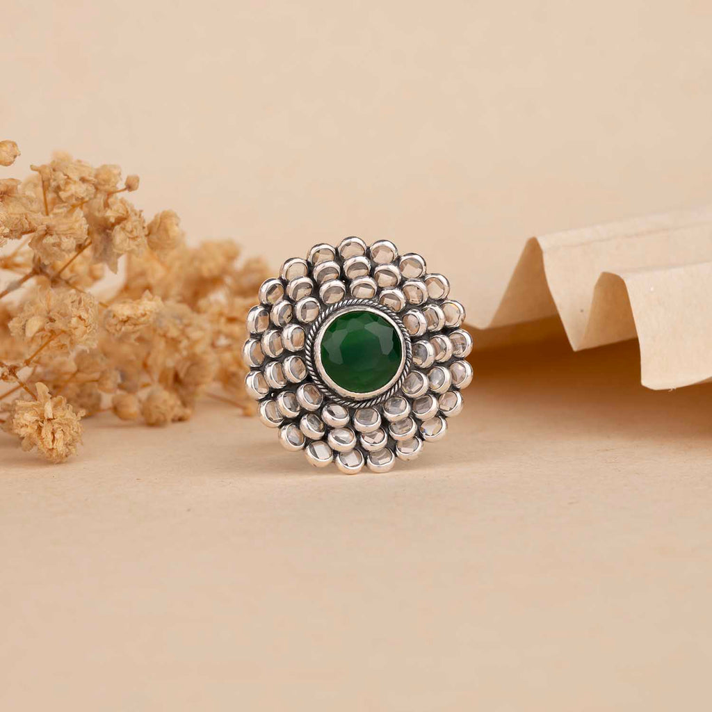 Silver Open Polki Ring