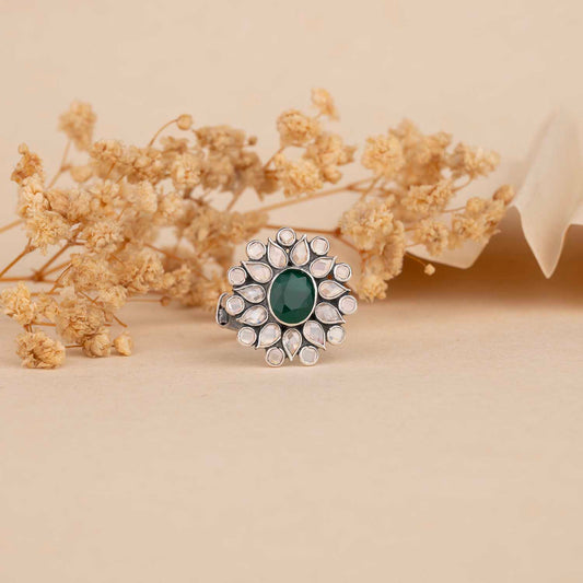 Silver Open Polki Ring