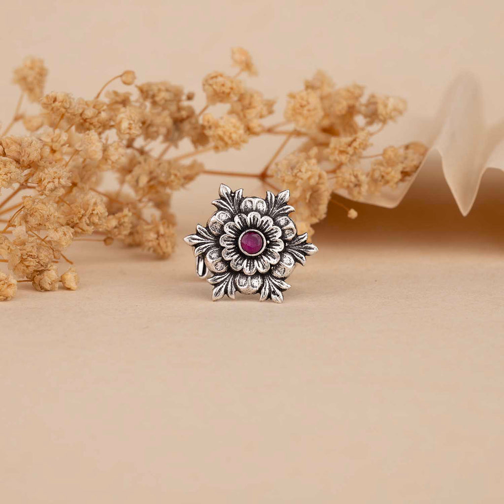 Oxidised Floral Ring