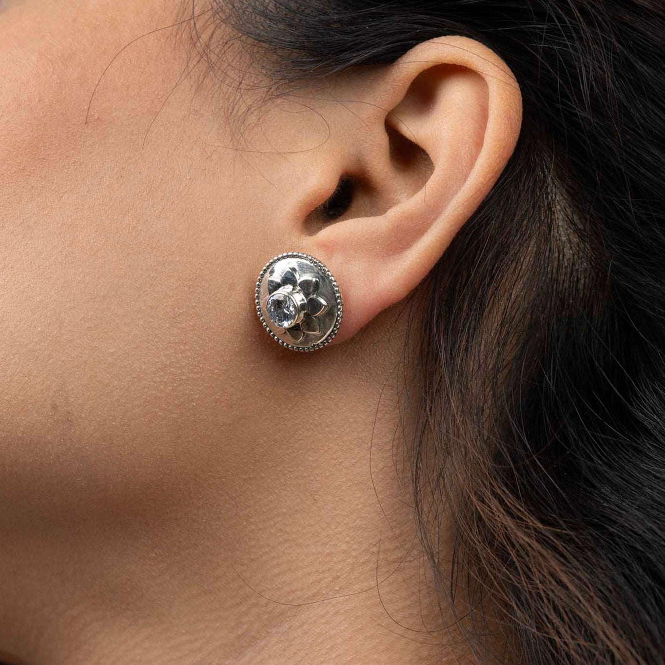 Silver Floral Earrings