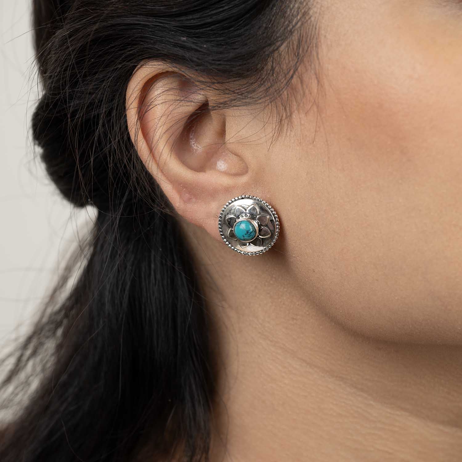 Silver Floral Earrings