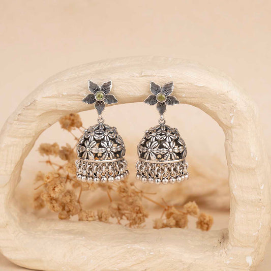 Silver Floral Jhumka
