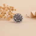 Silver Floral Oxidised Ring