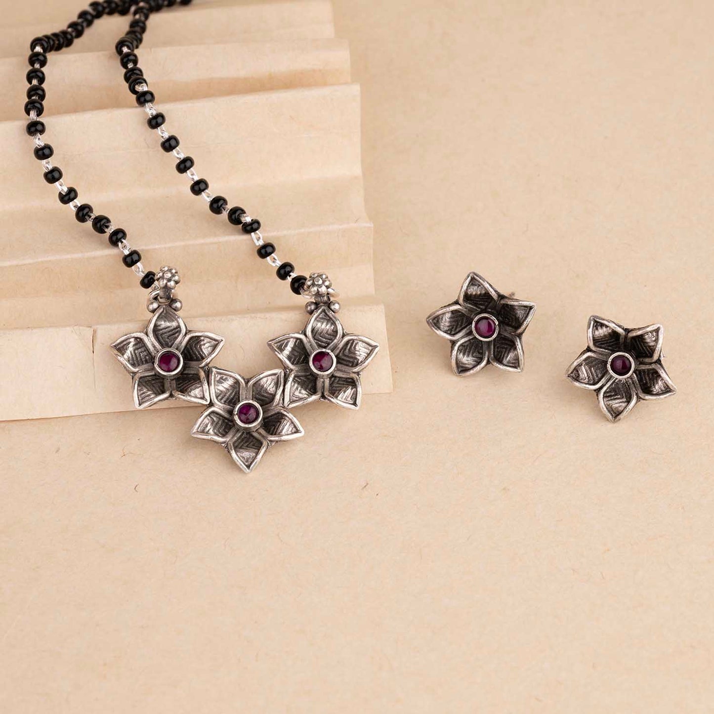 Oxidised Mangalsutra with Earrings