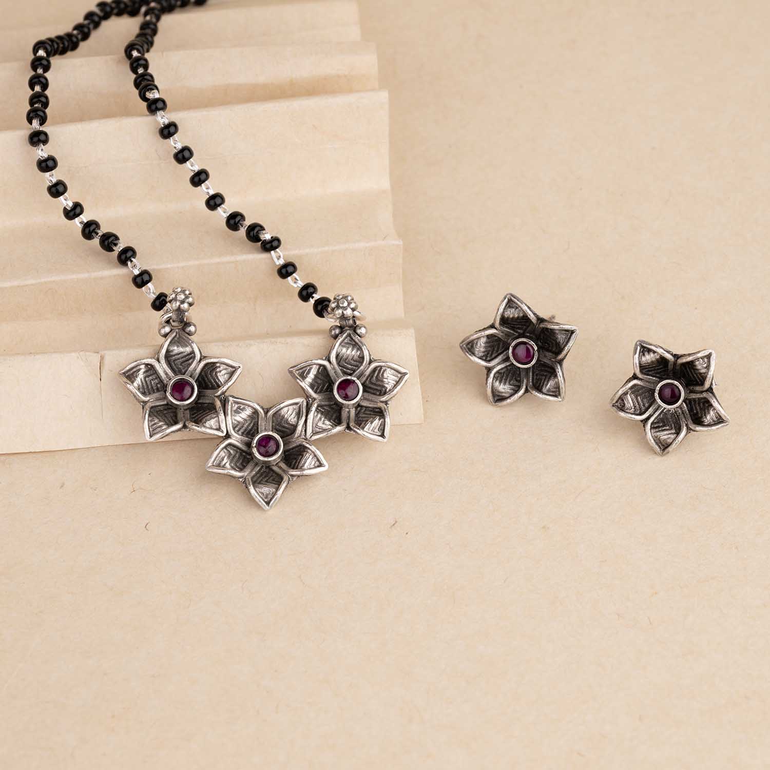 Oxidised Mangalsutra with Earrings