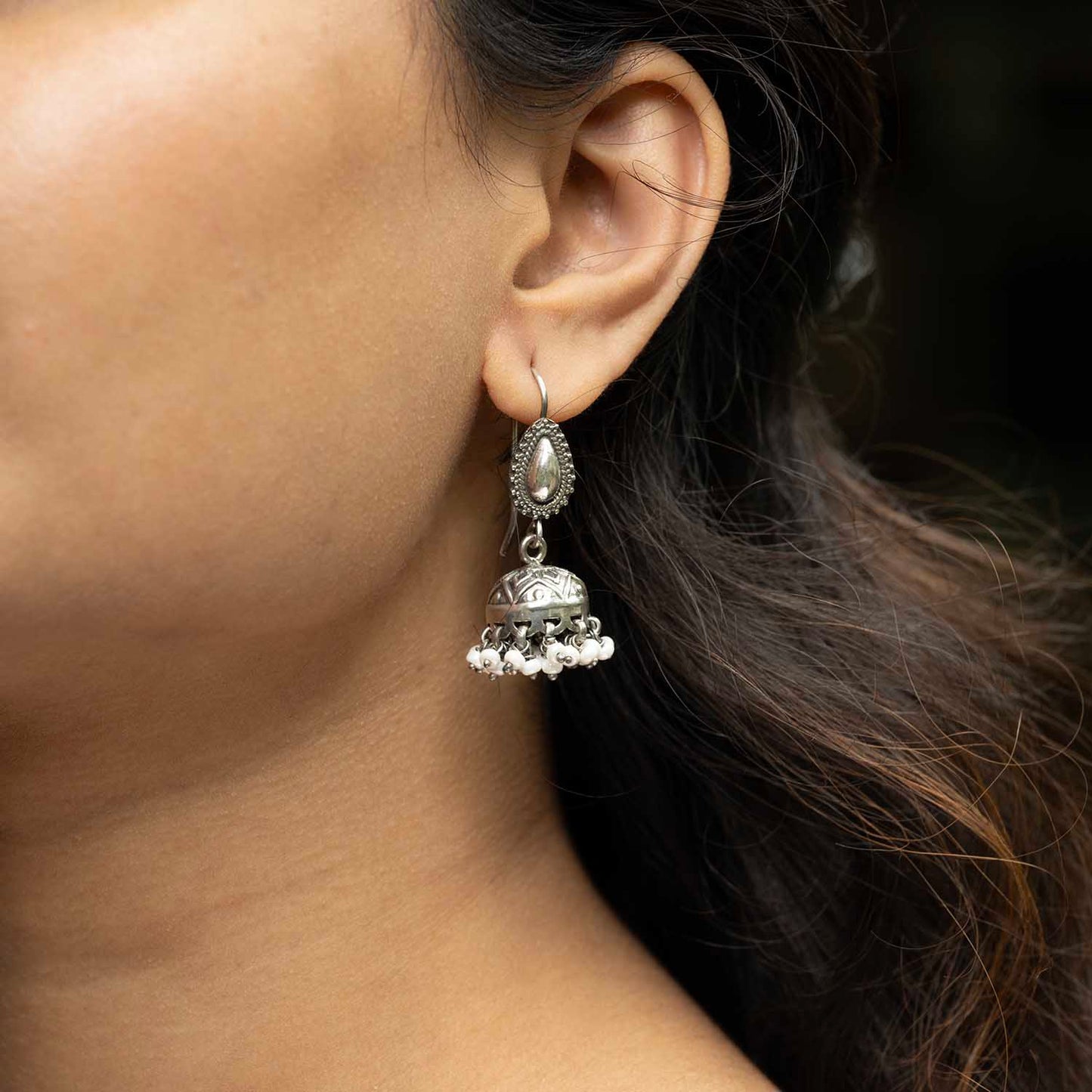 Oxidised Silver Jhumka