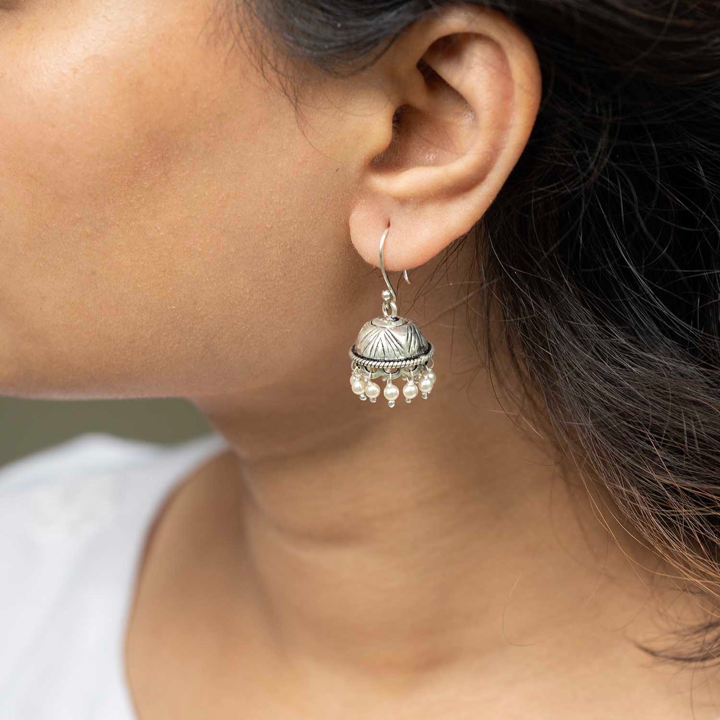 Oxidised Silver Jhumka