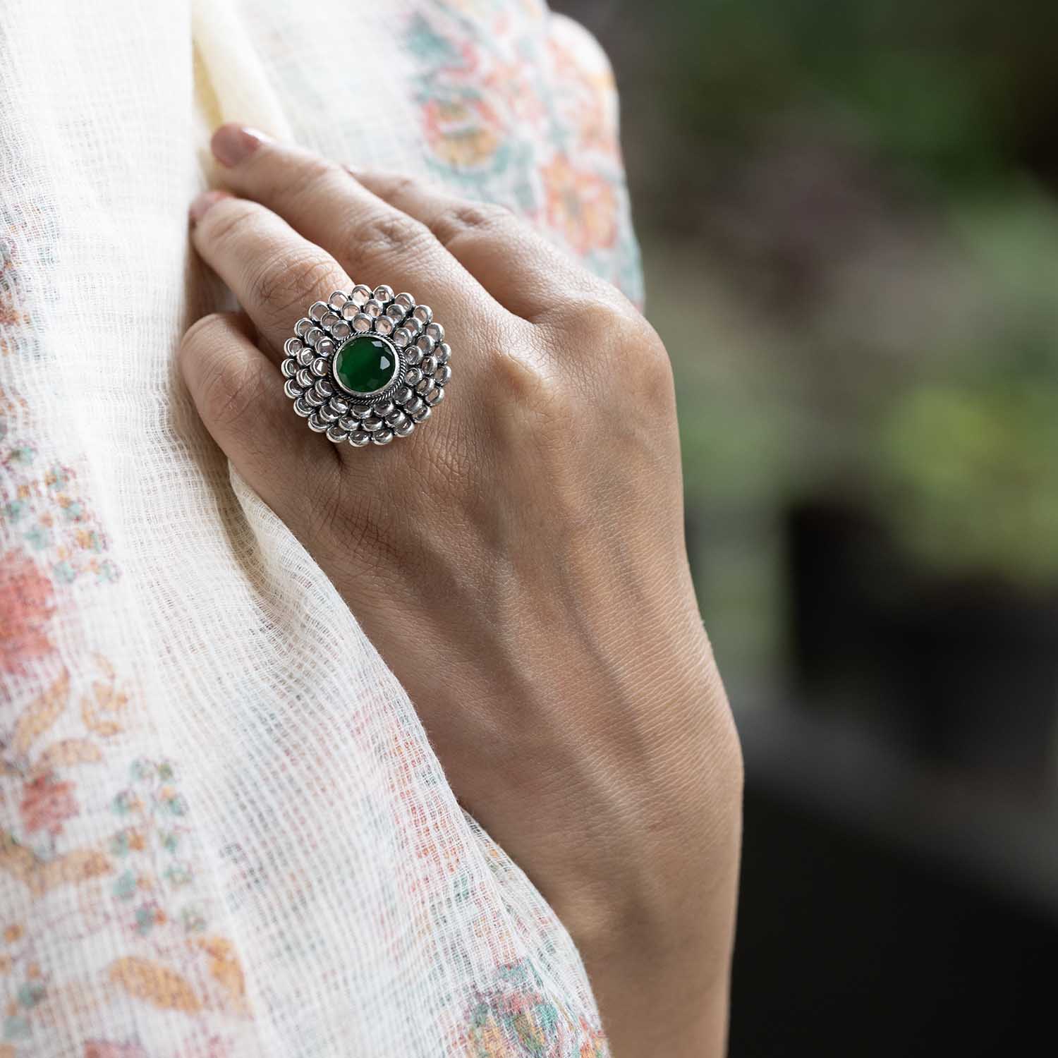 Silver Open Polki Ring