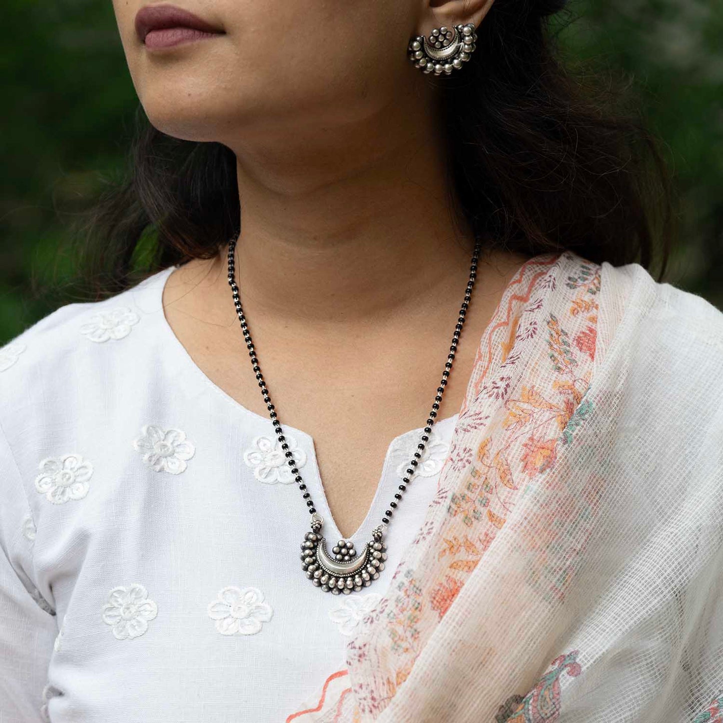 Oxidised Mangalsutra with Earrings