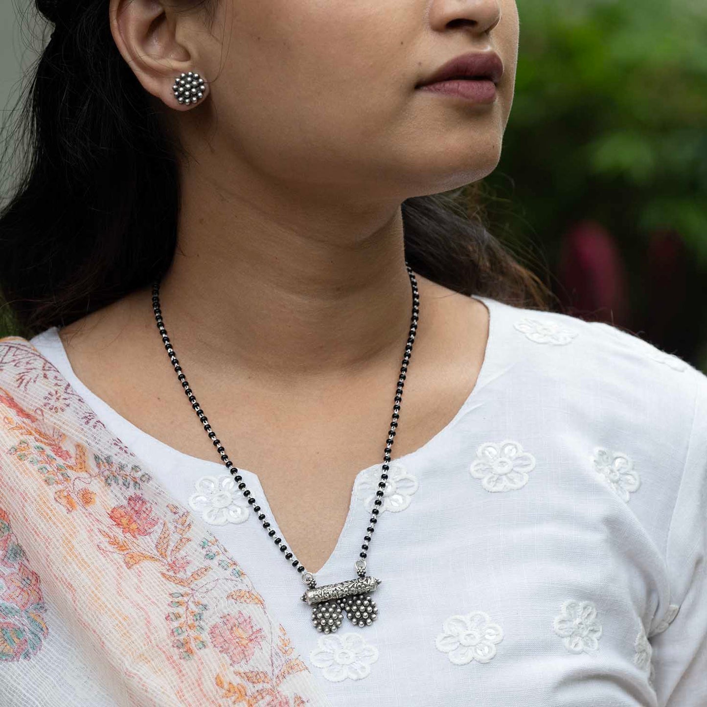 Oxidised Mangalsutra with Earrings
