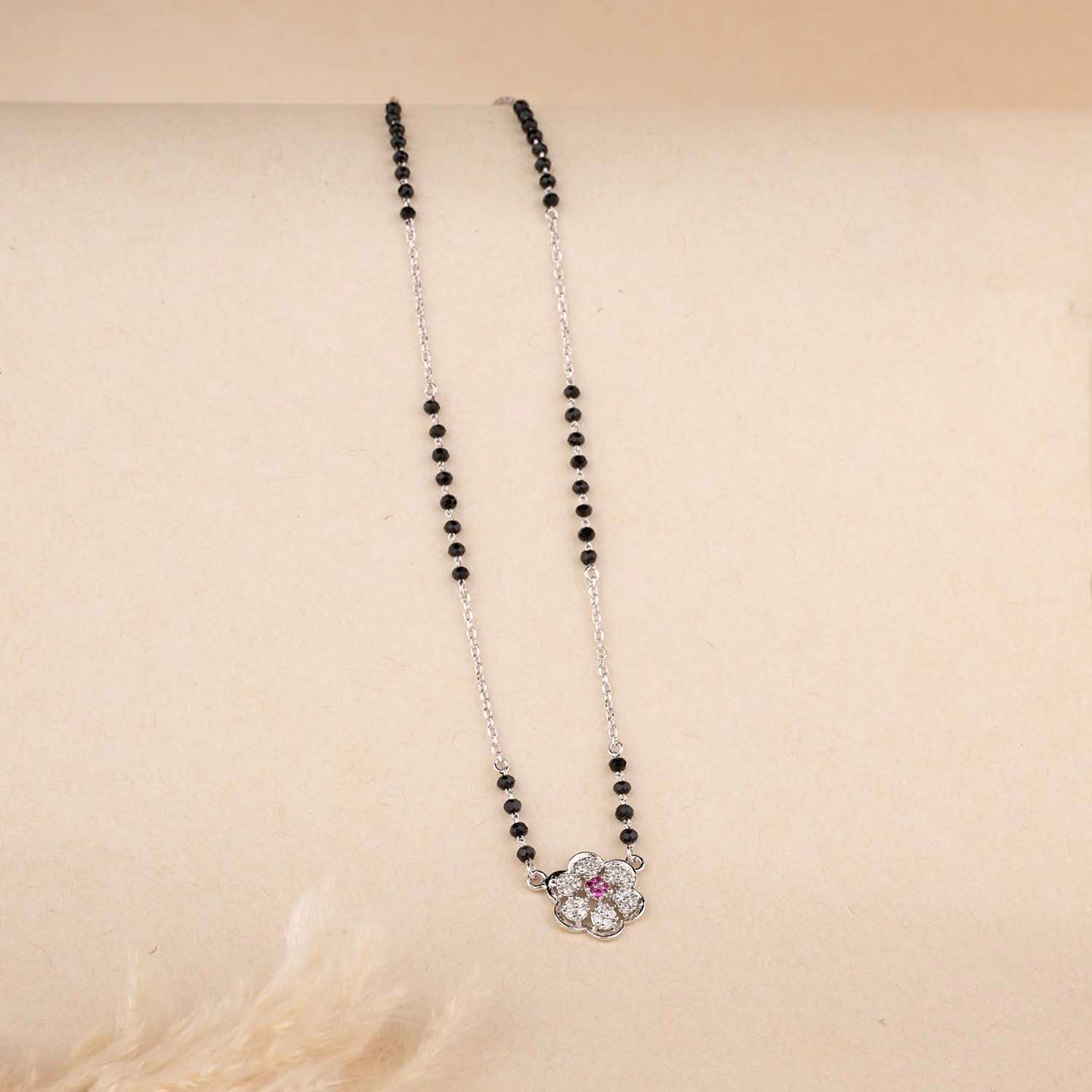 Floral Silver Mangalsutra