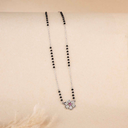 Floral Silver Mangalsutra