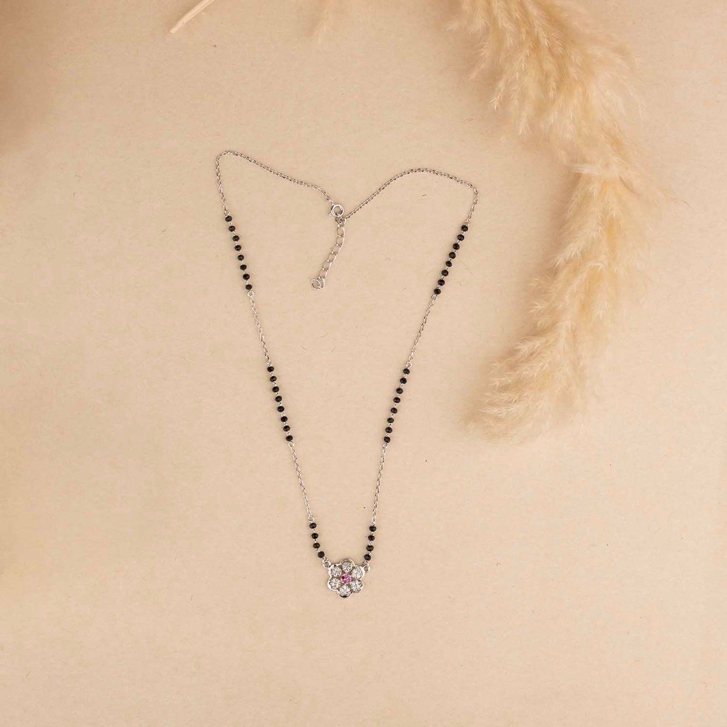 Floral Silver Mangalsutra