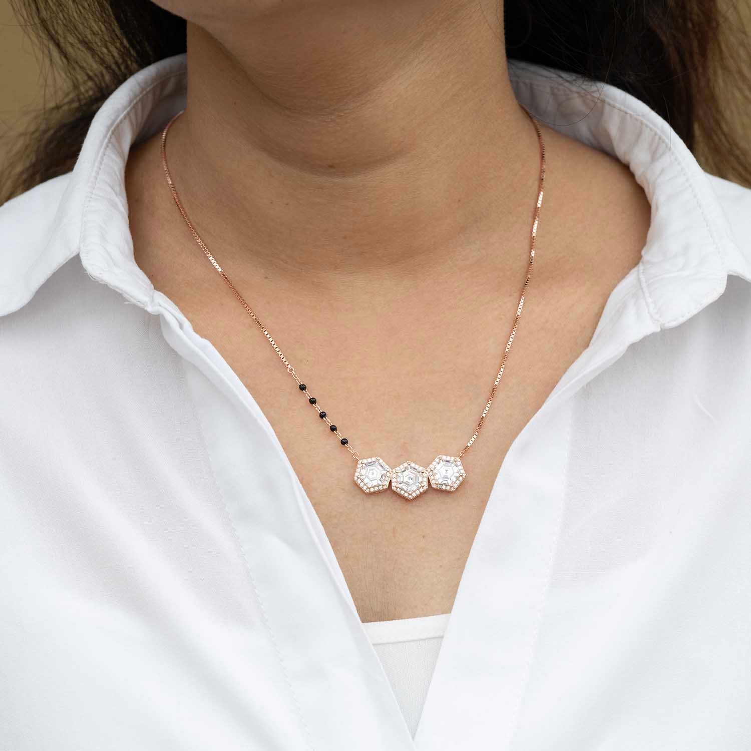 Rose Gold Hexagon Mangalsutra