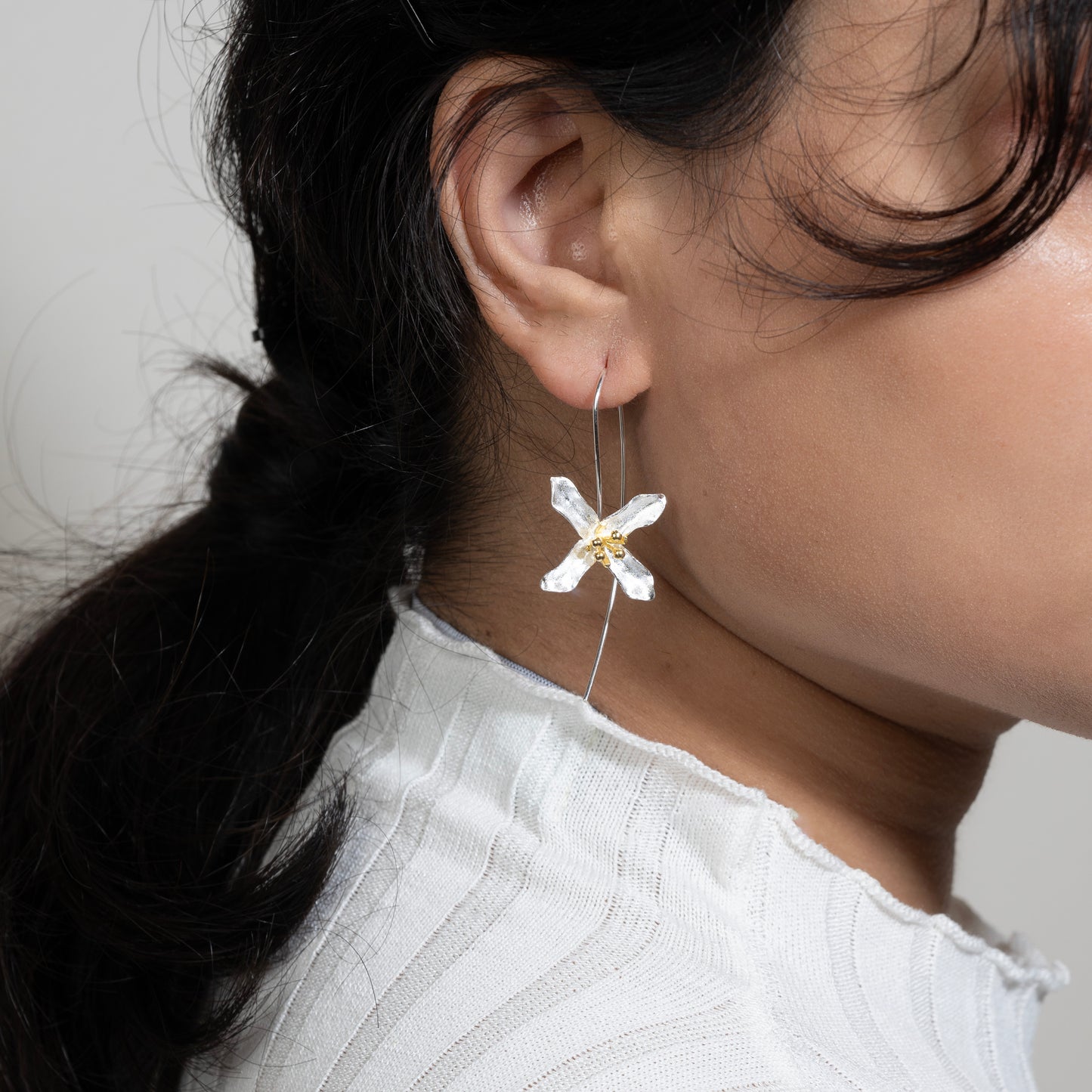 Floral Silver Earrings