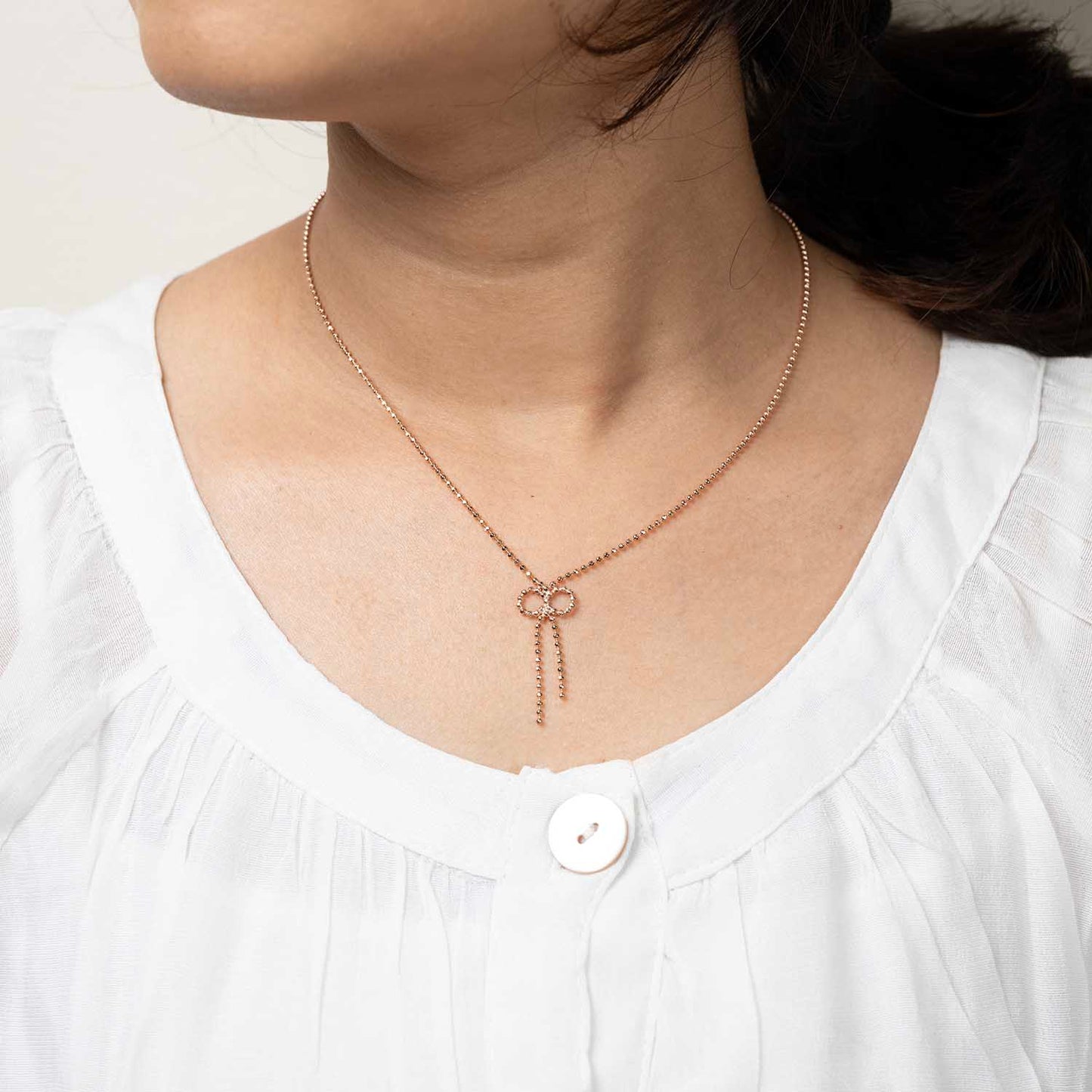 Rose Gold Bow Necklace