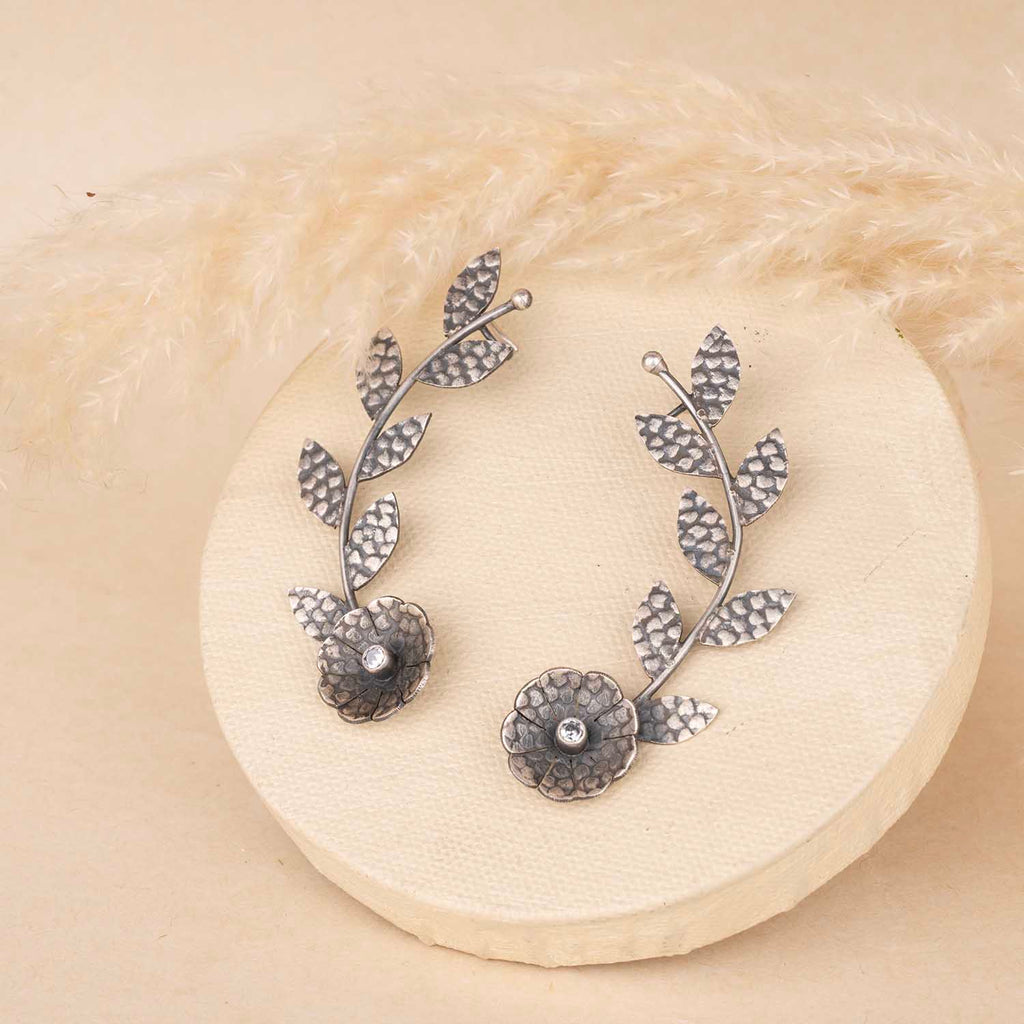 Oxidized Flower Earrings