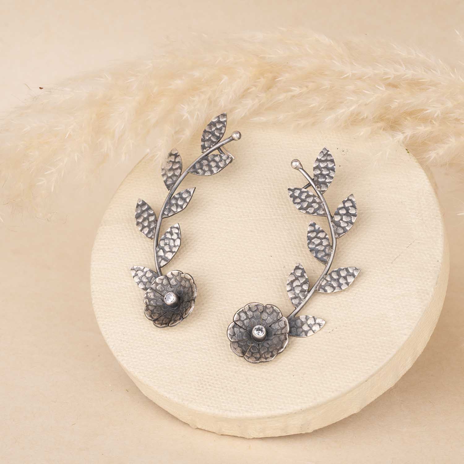 Oxidized Flower Earrings