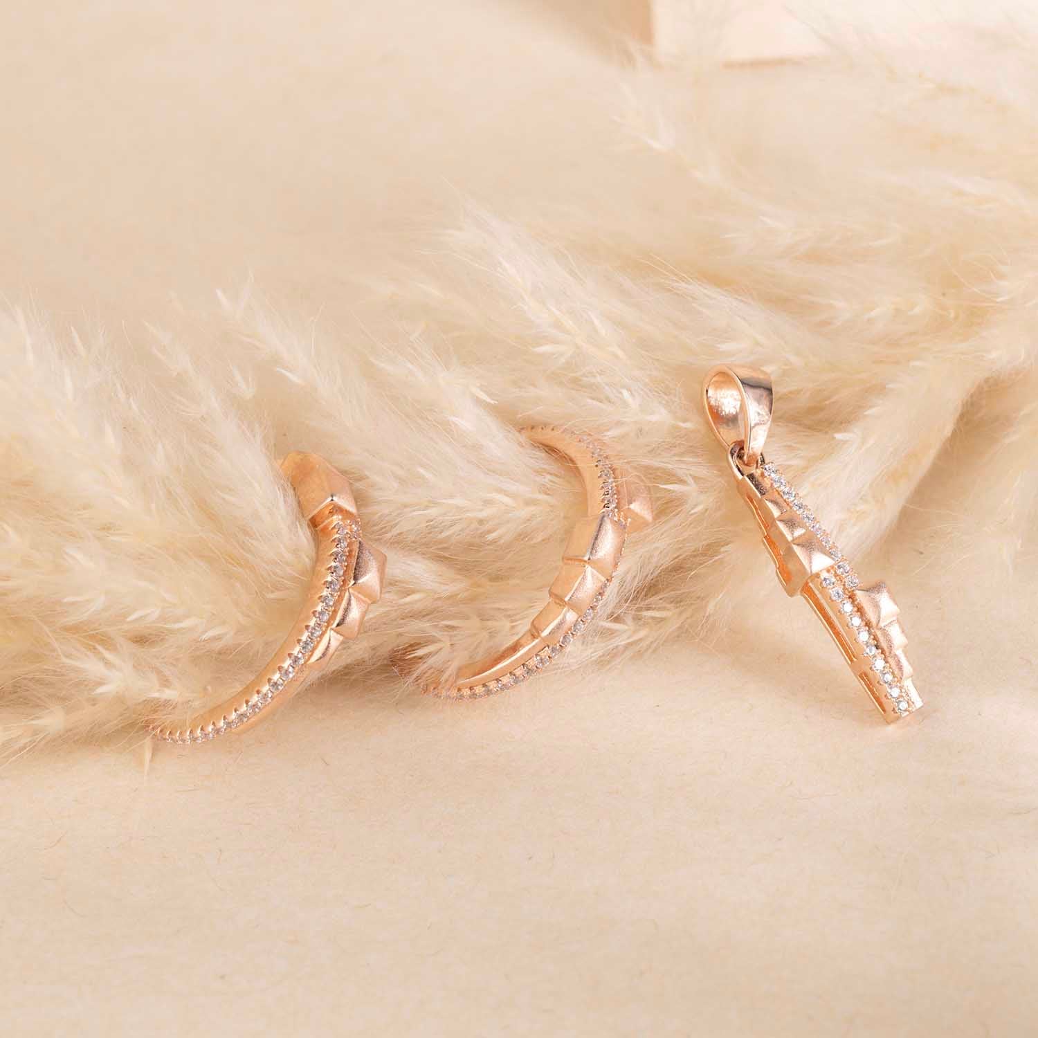 Rose Gold Pendant & Earrings Set