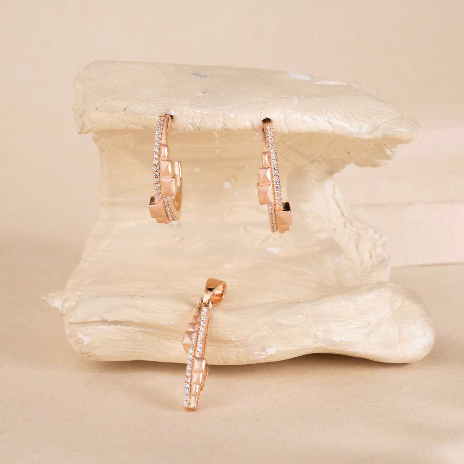 Rose Gold Pendant & Earrings Set