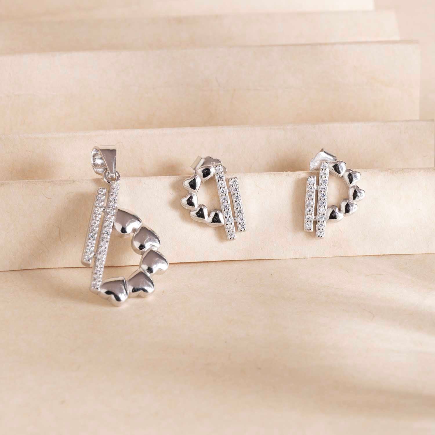 Silver Pendant & Earrings Set