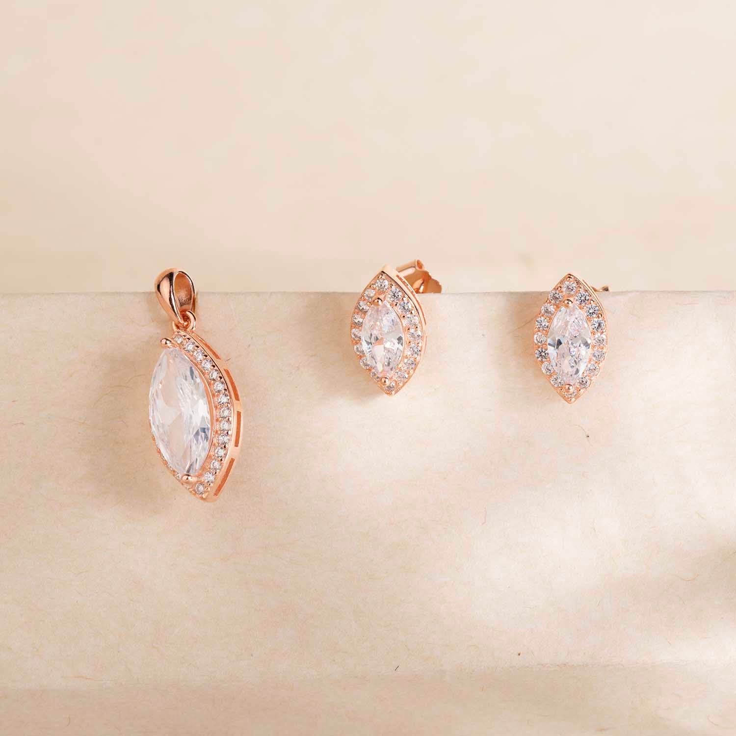 Rose Gold Pendant & Earrings Set
