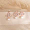 Floral Rose Gold Pendant & Earrings Set