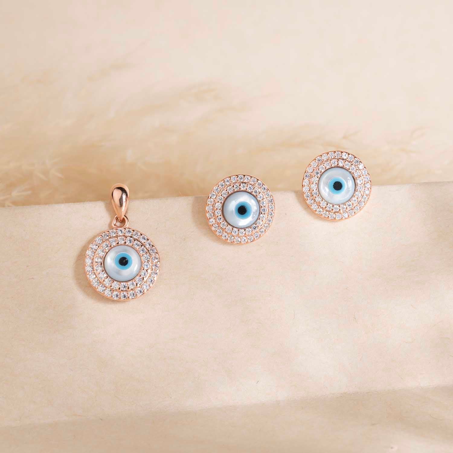 Rose Gold Pendant & Earrings Set