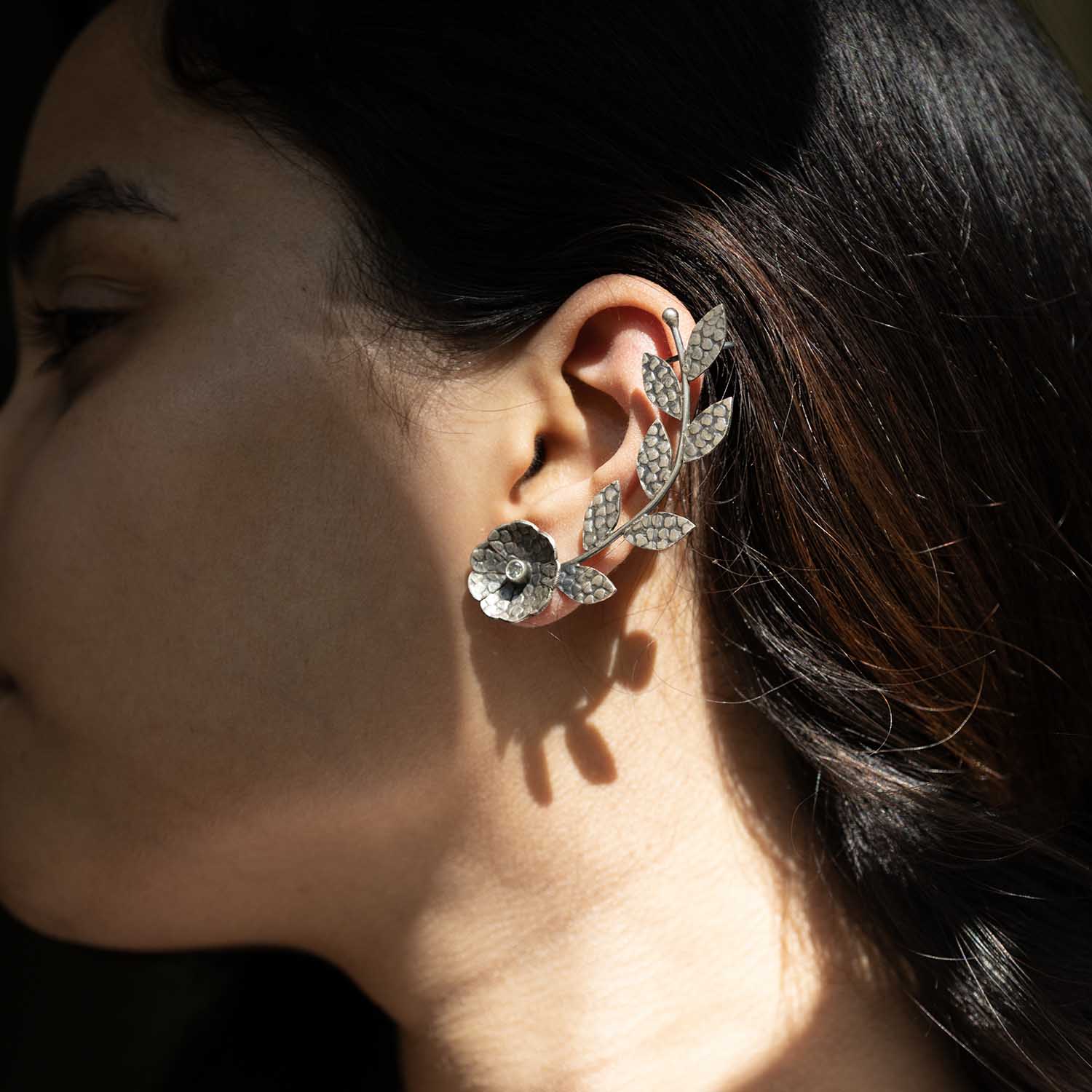 Oxidized Flower Earrings