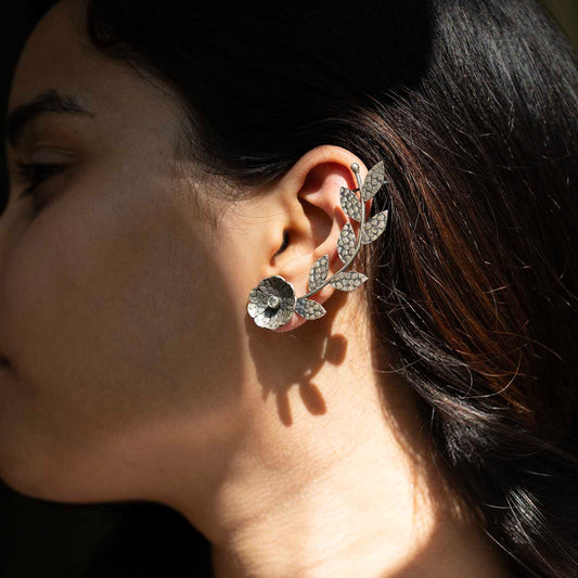 Oxidized Flower Earrings